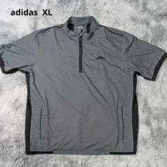 adidas CLIMAPROOF XL ハーフジップ 半袖 ゴルフ グレー