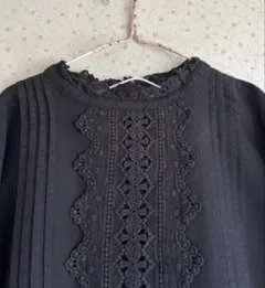 新品　サマンサモスモス　　前立てレース切替ブラウス　ブラック