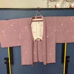 昭和レトロ　羽織り　織柄あり　紫系