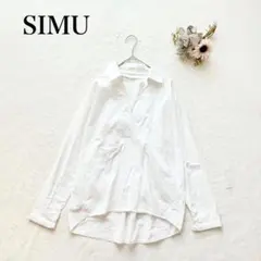 【シム】スキッパーカラーシャツ（M）ハイローヘム ドルマンスリーブ シンプル 白