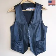 All American Rider レザー ベスト M USA製 ALL AMERICAN RIDER 本革 レザー ベスト 黒 L - メルカリ