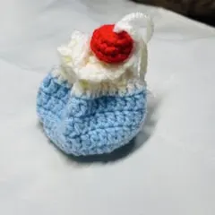 クリームソーダ 巾着　ミニ巾着　ポーチ　編み物　ハンドメイド　かぎ編み