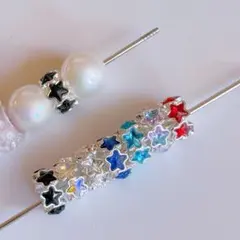 星のストーン入りロンデル♡カスタムボールペン対応ビーズ