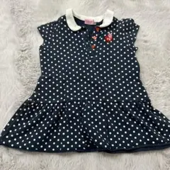 キッズ子どもベビー半袖ワンピースHot Biscuits ドット柄９０センチ