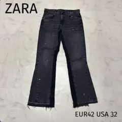 ZARA ペイントダメージ加工フレアデニム