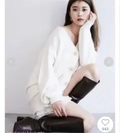 SNIDEL　スナイデル　ビジューアンゴラカーディガン　ホワイト