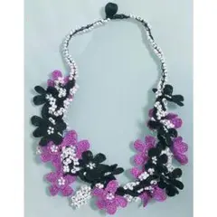o15-46　オヤ刺繍　ネックレス　トルコ　パープル　紫　ブラック　ベリーダンス