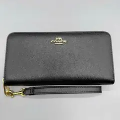 COACH コーチ C5889 エンボスロゴ レザー 長財布 ブラック - メルカリ