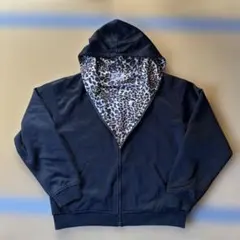 ブラックレオパード柄裏地 フルジップパーカー