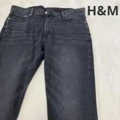 H&M メンズ ストレートジーンズ スリムジーンズ ジーパン ブラックデニム