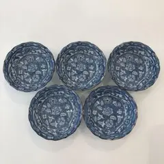 【美品】たち吉 橘吉 TACHIKICHI 小鉢 醤油皿 染付輪花 5客セット