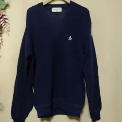 美品 MUNSING WEAR マンシングウェア Vネック セーター 長袖 紺色