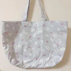 ハンドメイド　大きめサイズ　エコバッグ　トートバック　シマエナガ