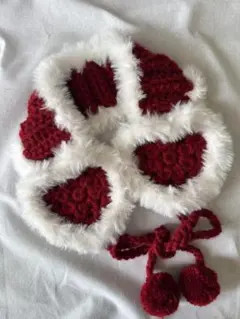 ふわふわイヤーマフ ハート耳あて 防寒 ハンドメイド編み物