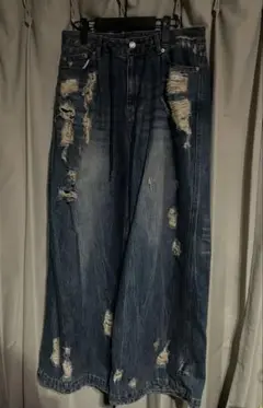 Juun.J 24FW バギーフレアデニム ジーンズ ジュンジー 加工 Y2K 楽天市場】デニムパンツ レースアップ Y2K ストリート ガルクラ
