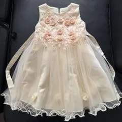 フォーマルドレス クリーム色 花柄刺繍　120. 130