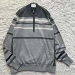 Munsing wear ナイロン　ボーダー　長袖　ハーフジップ　セーター