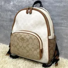 【美品】コーチ リュック レザー ブラウン PC収納可 大容量 シボ革 PVC