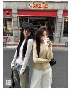 【値下げ】GRL グレイル　クルーネックリブニットトップス