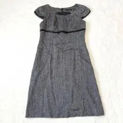 コムサイズム／ワンピース 半袖 M ひざ丈 フレア 秋冬 ウール混 ブラウン