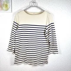 ボーダーＴシャツ　レディース Ｍ カットソ− 七分袖