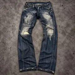 00s Y2K Archive Zip Distressed Denim - メルカリ