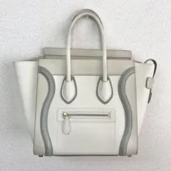 セリーヌ ハンドバッグ トート ラゲージ ホワイト レザー ビジネス S3373