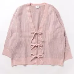 merry jenny ピンク Vネック リボンカーディガン
