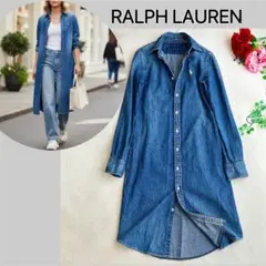 ポロラルフローレン★デニムシャツ ワンピース ポニー刺繍 ボタンダウン 現行タグ
