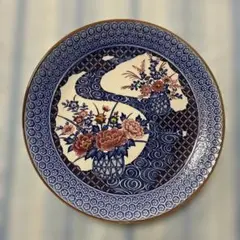 大皿　和皿 飾り皿 花柄 牡丹 染付風 陶磁器　昭和レトロのサムネイル