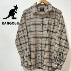 【KANGOL 】カンゴール　ベージュ　チェックシャツ/*美品　春服