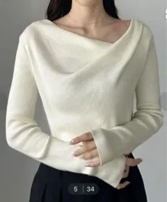 Louere ドレープニットトップス Lアイボリー