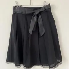 リボン付　黒　フレアスカート　フォーマル スカート