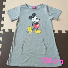 ミッキーマウス 半袖ワンピース 120cm グレー