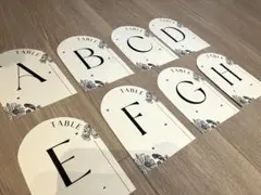 結婚式テーブルナンバー８枚、ゴールドクリップ８個付き