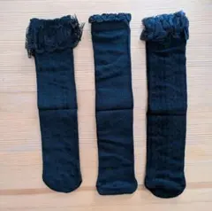 新品✨キッズソックス Lサイズ 3足セット ブラック 女の子 発表会