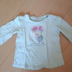 エニィファム　水色 花柄リボン付き長袖カットソー