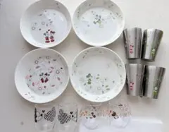 新品)ミッキー ミニー 食器セット12点 皿ロックグラス保温保冷ステンレスカップ
