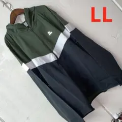 訳ありLLサイズメンズ胸反射プリントパーカージャケットカーキグレー