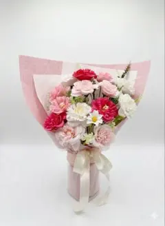 【世界にひとつ】手作りピンクローズ・ソープフラワー 特大ブーケ