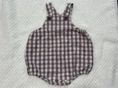 conoco ギンガムチェック柄ベビーサロペット くすみパープル70