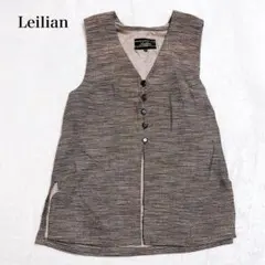 レリアン Ｖネックジレ ベスト 羽織り フロントボタン カジュアル ウール混