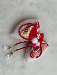 ふんわり、ぷっくり♡和風リボン型髪飾り 赤・ピンク