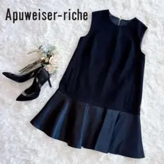 美品　アプワイザーリッシェ　ペプラム切替ミニワンピース　ブラック　M ジャンスカ