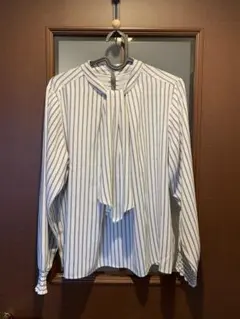 ROPE’PICNICホワイトストライプ リボン付きブラウス