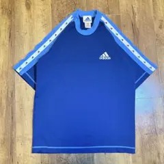 90s adidas c-boy青サッカーシャツ万国タグTシャツブルー刺繍ロゴM