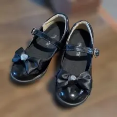リボン付きブラックフォーマルシューズ