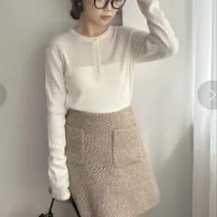 ⚫︎新品未使用⚫︎mila owen ヘンリーネックロングスリーブリブニット