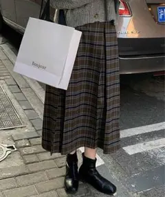 ガーリードール チェックボックスプリーツスカート　グリーン　プリーツスカート