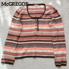 【McGREGOR】多色ストライプ 長袖ニットセーター